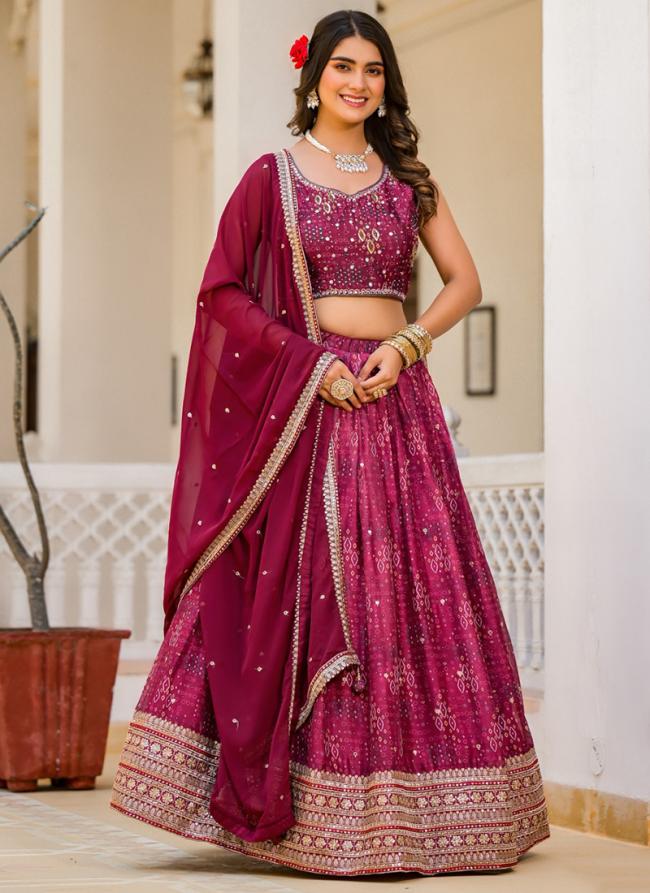 Georgette Pink Party Wear Printed Ready To Wear Lehenga Choli